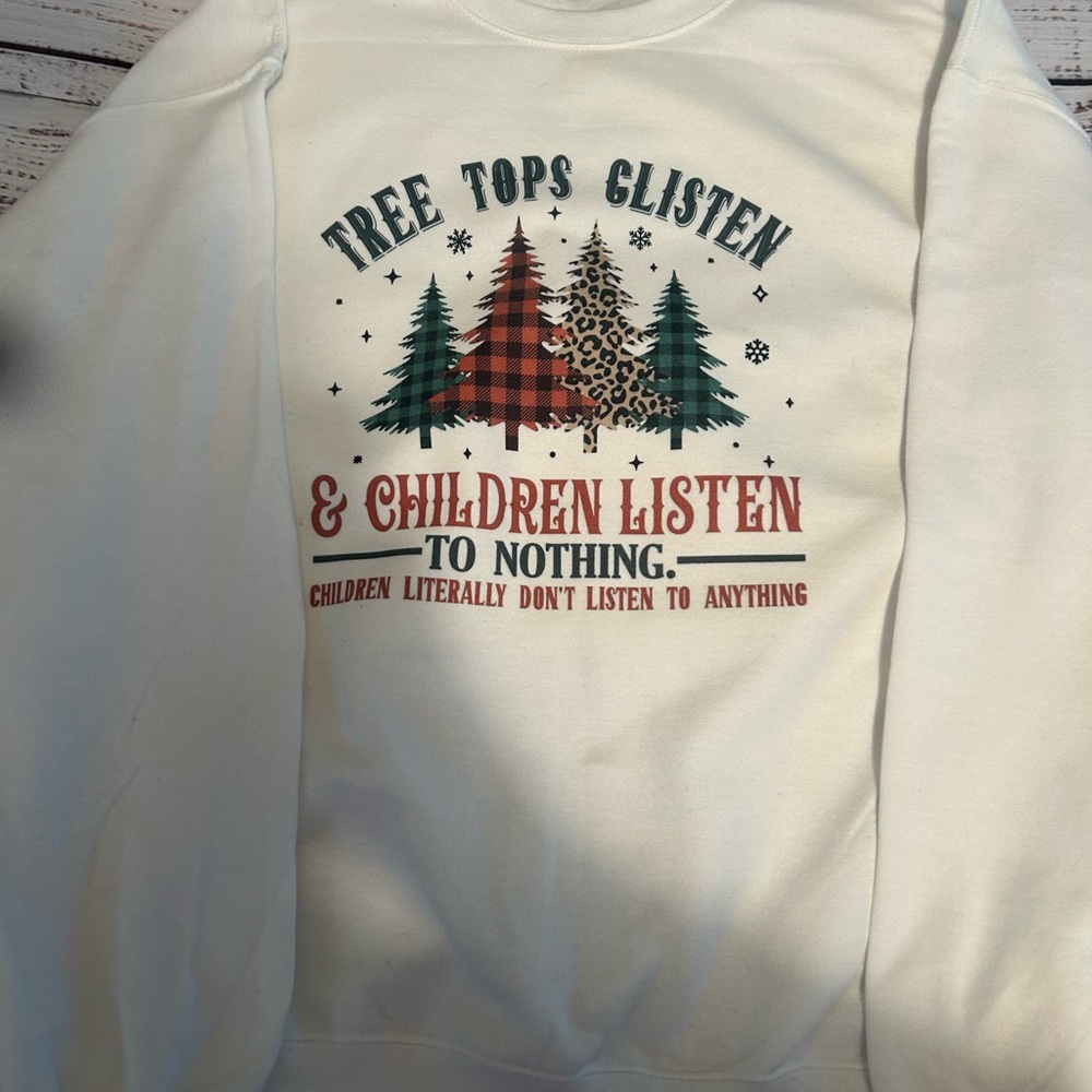 Kids White Graphic Sweatshirt